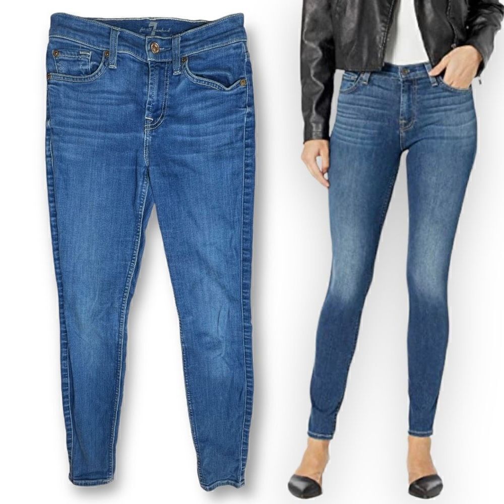 7 For All Mankind Women's Gwenevere Ankle Skinny Mid Rise Jeans sz 23 Blue Denim
